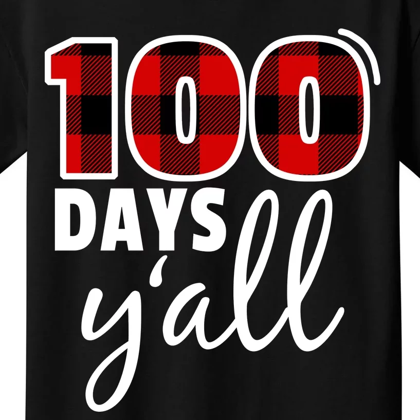 Plaid 100 Days Y'all Funny 100th Day Of School Kids T-Shirt