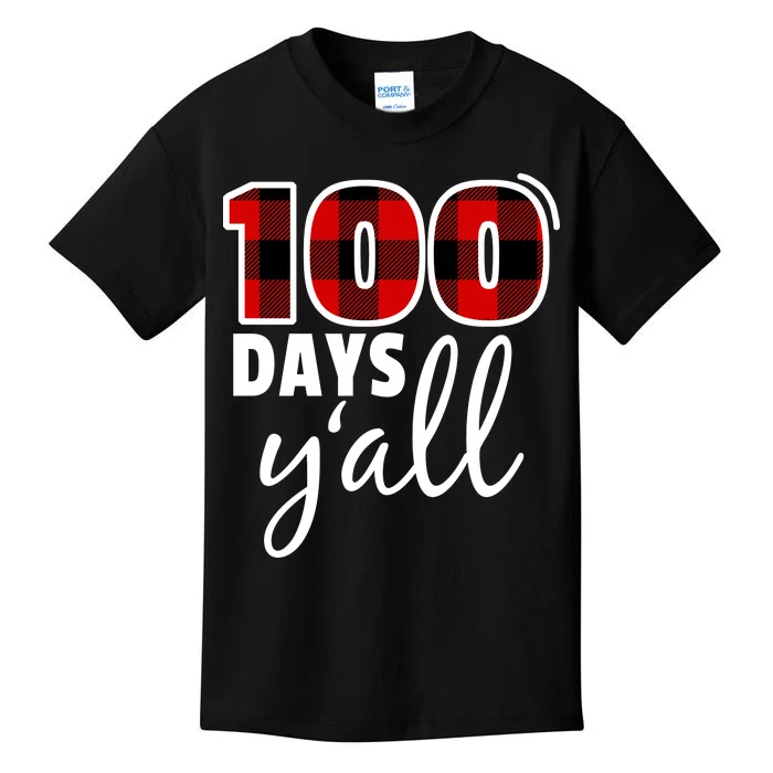 Plaid 100 Days Y'all Funny 100th Day Of School Kids T-Shirt