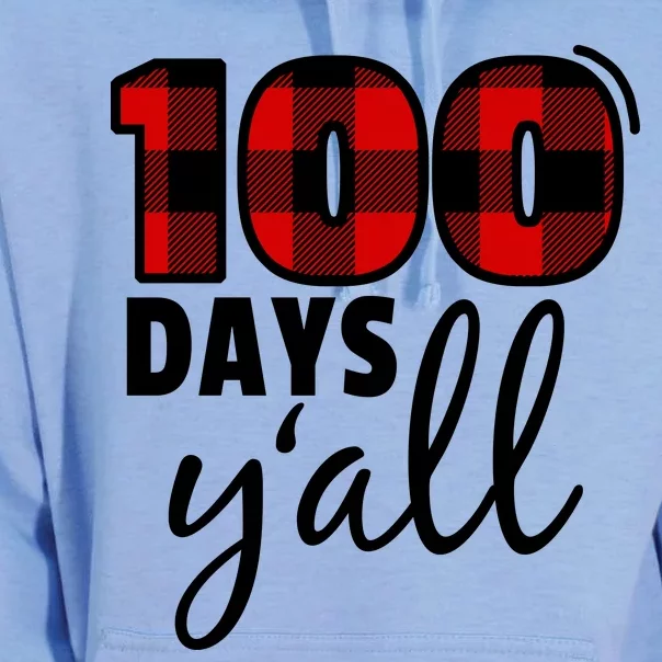 Plaid 100 Days Y'all Funny 100th Day Of School Unisex Surf Hoodie