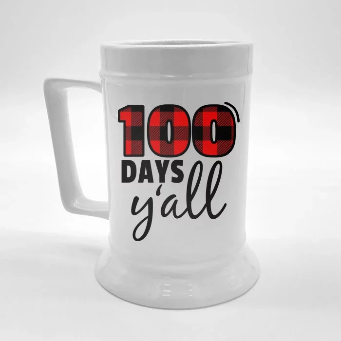 Plaid 100 Days Y'all Funny 100th Day Of School Front & Back Beer Stein