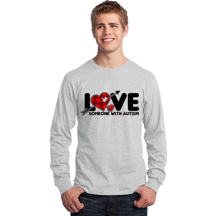 Plaid Love Someone With Autism Tall Long Sleeve T-Shirt