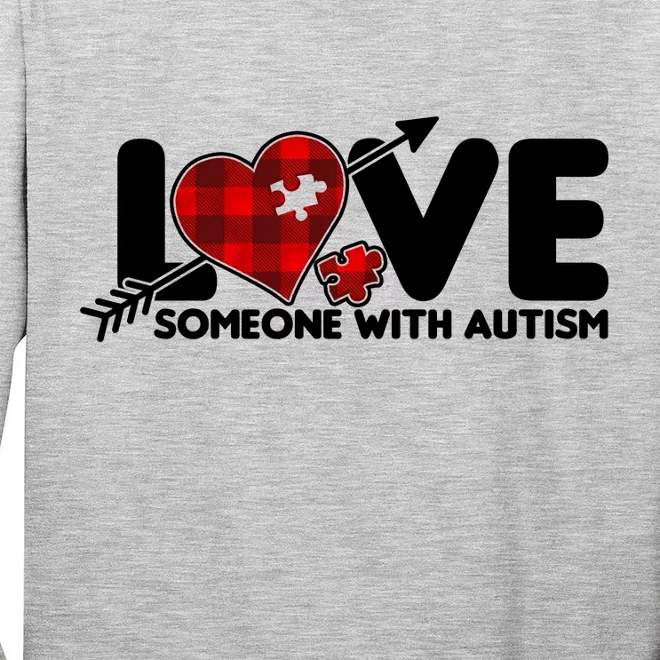 Plaid Love Someone With Autism Tall Long Sleeve T-Shirt