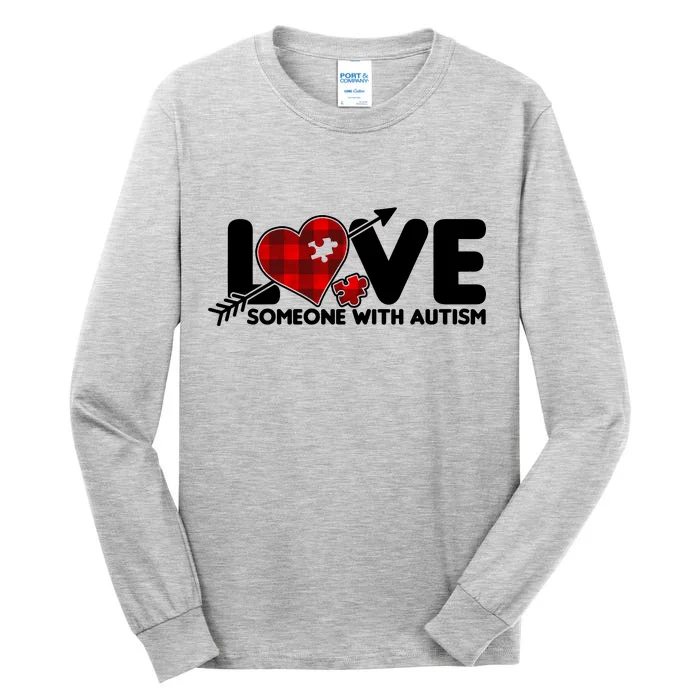 Plaid Love Someone With Autism Tall Long Sleeve T-Shirt