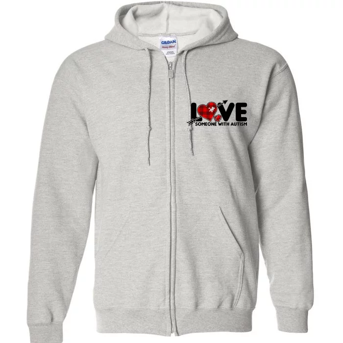 Plaid Love Someone With Autism Full Zip Hoodie