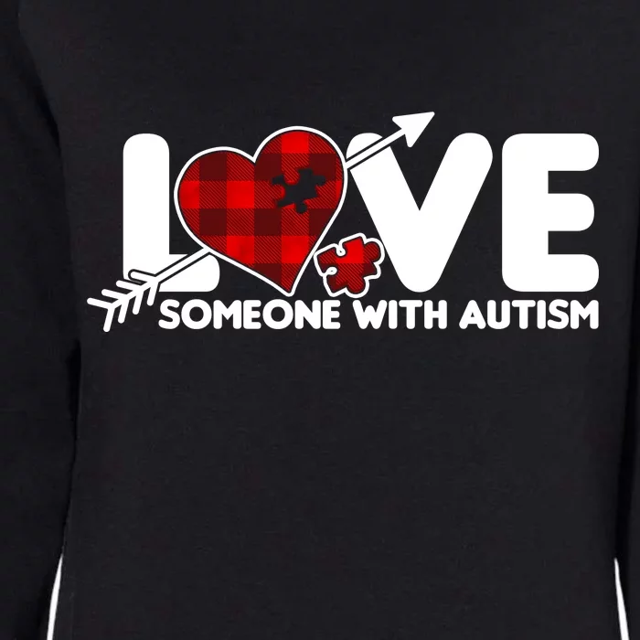 Plaid Love Someone With Autism Womens California Wash Sweatshirt