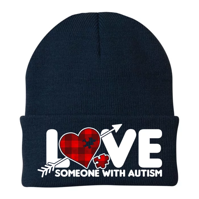 Plaid Love Someone With Autism Knit Cap Winter Beanie