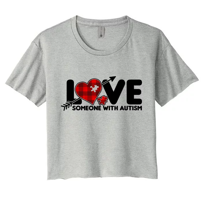 Plaid Love Someone With Autism Women's Crop Top Tee