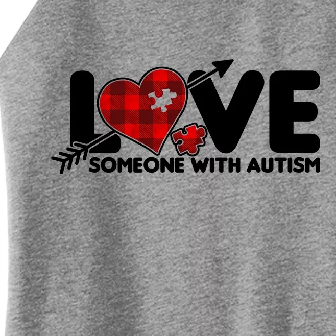 Plaid Love Someone With Autism Women’s Perfect Tri Rocker Tank