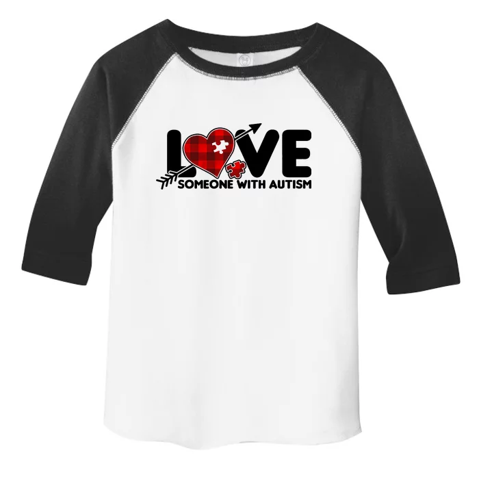 Plaid Love Someone With Autism Toddler Fine Jersey T-Shirt