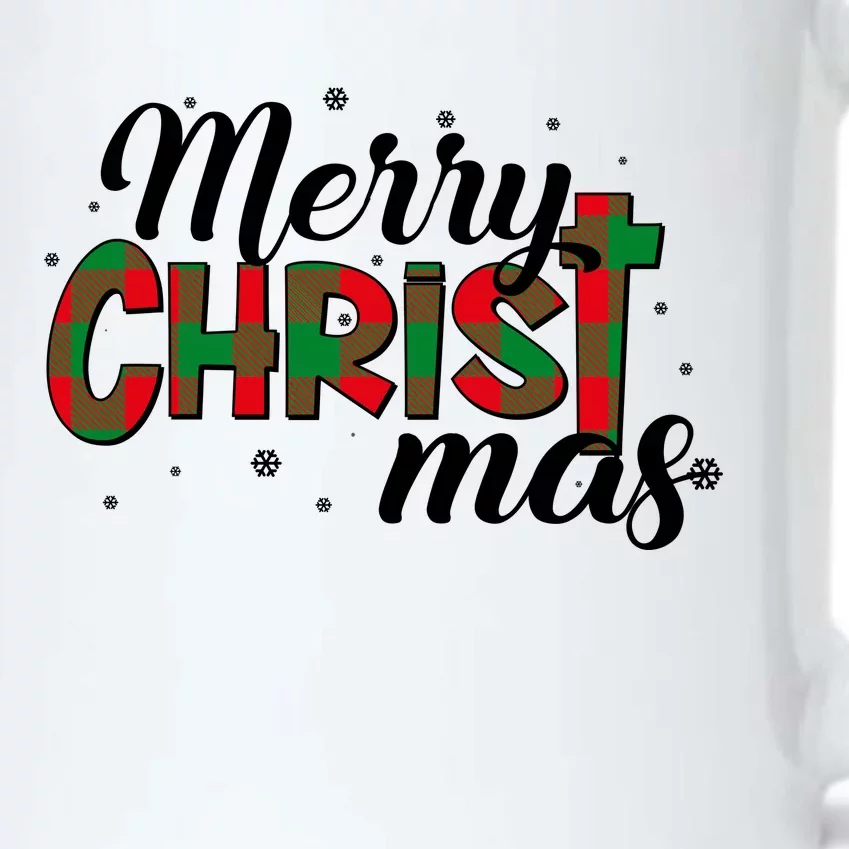 Plaid Merry Christmas Christ Black Color Changing Mug