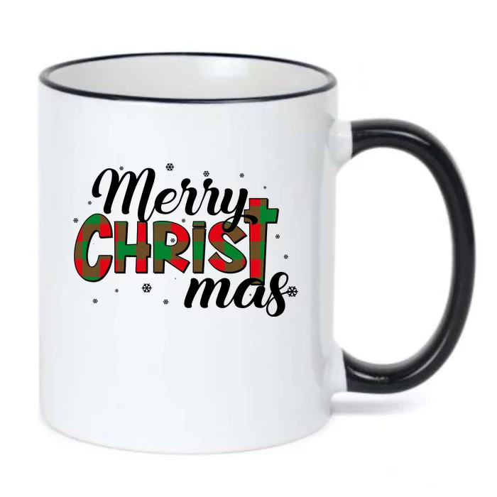 Plaid Merry Christmas Christ Black Color Changing Mug