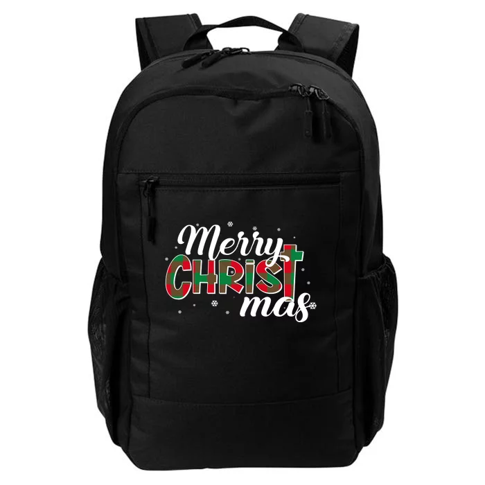 Plaid Merry Christmas Christ Daily Commute Backpack