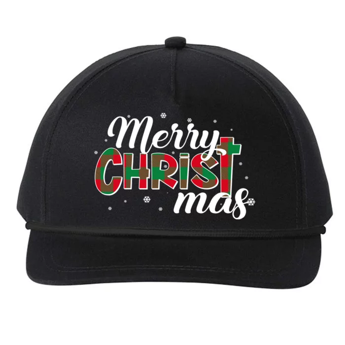 Plaid Merry Christmas Christ Snapback Five-Panel Rope Hat