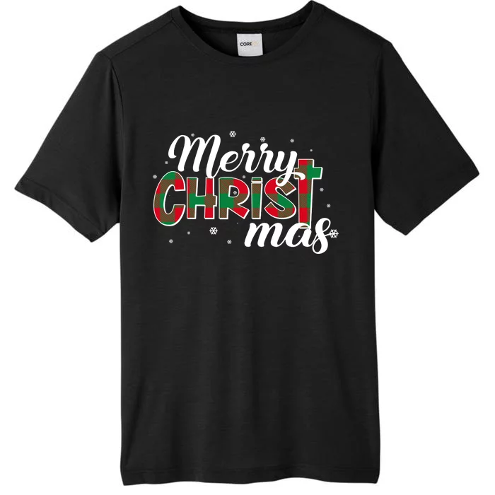 Plaid Merry Christmas Christ ChromaSoft Performance T-Shirt