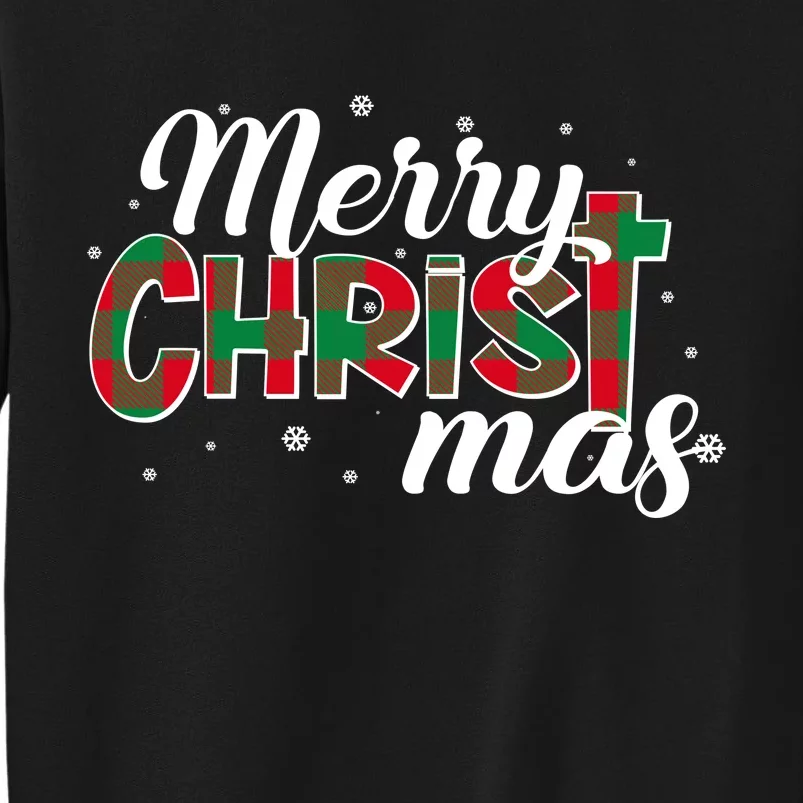 Plaid Merry Christmas Christ Tall Sweatshirt