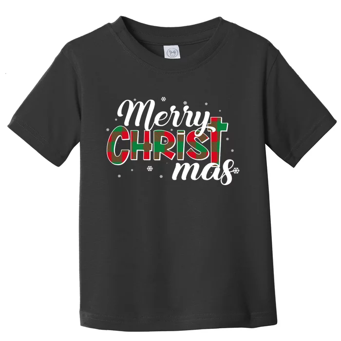 Plaid Merry Christmas Christ Toddler T-Shirt