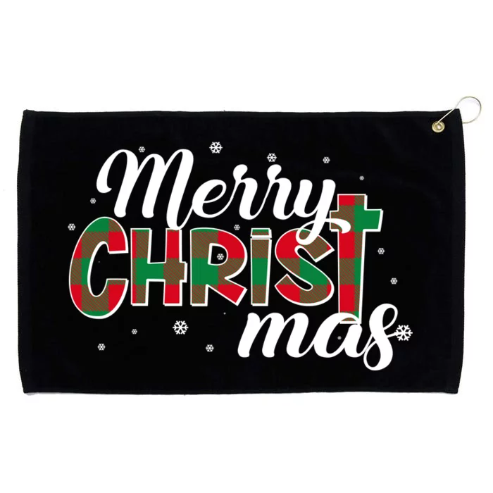 Plaid Merry Christmas Christ Grommeted Golf Towel