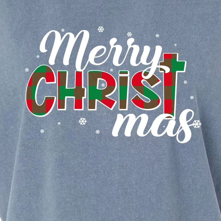 Plaid Merry Christmas Christ Garment-Dyed Women's Muscle Tee