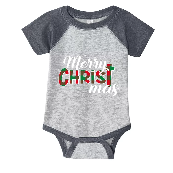 Plaid Merry Christmas Christ Infant Baby Jersey Bodysuit