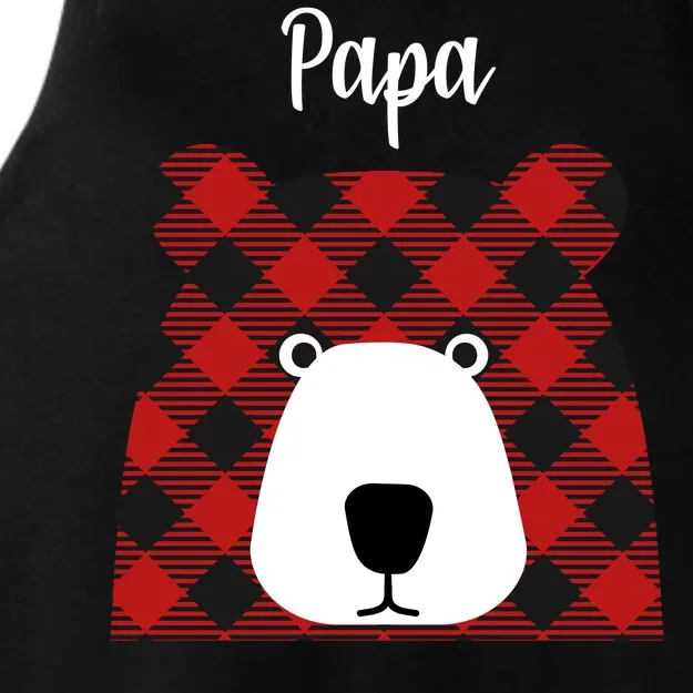 Plaid Pattern Papa Bear Ladies Tri-Blend Wicking Tank