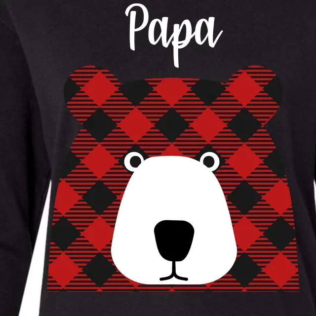 Plaid Pattern Papa Bear Womens Cotton Relaxed Long Sleeve T-Shirt