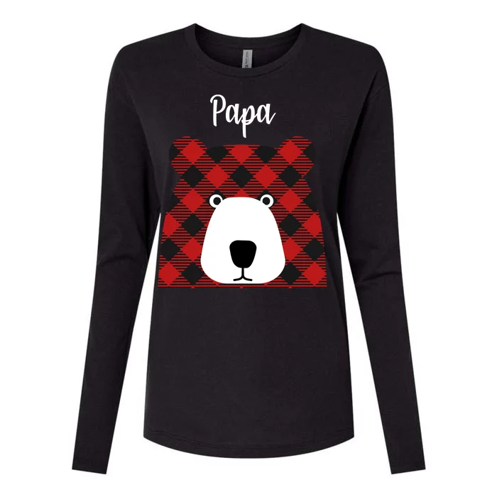 Plaid Pattern Papa Bear Womens Cotton Relaxed Long Sleeve T-Shirt