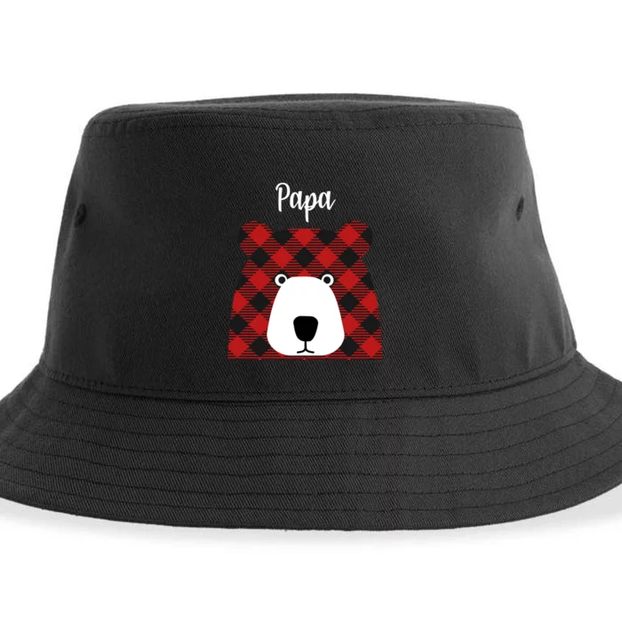 Plaid Pattern Papa Bear Sustainable Bucket Hat