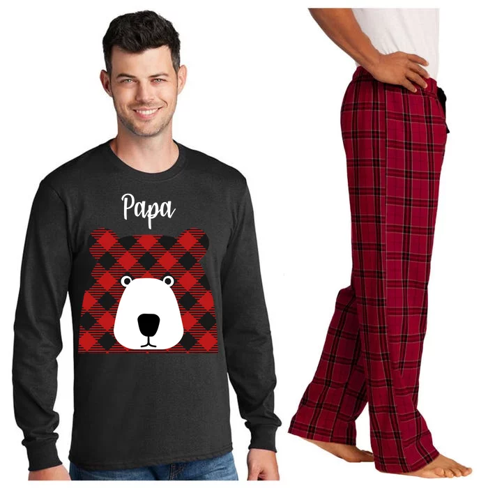 Plaid Pattern Papa Bear Long Sleeve Pajama Set