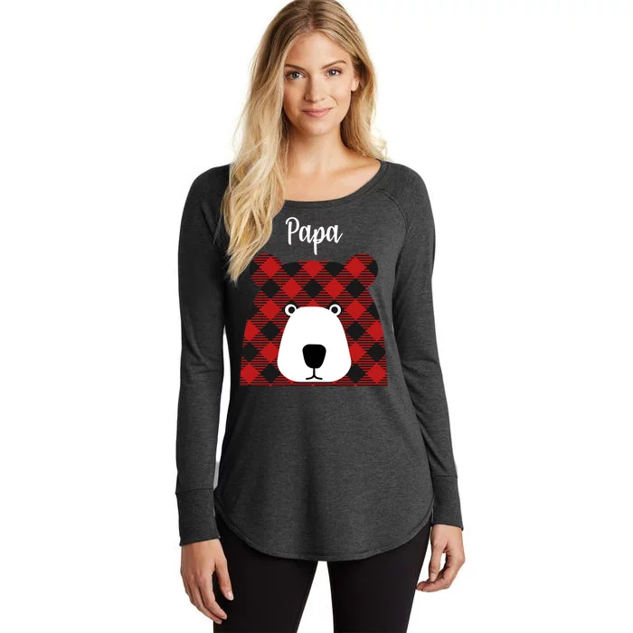 Plaid Pattern Papa Bear Women's Perfect Tri Tunic Long Sleeve Shirt