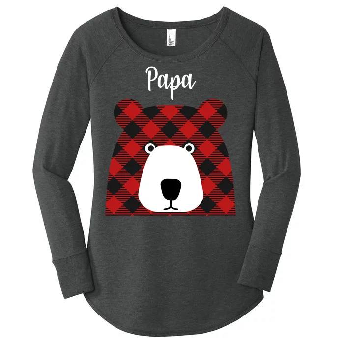 Plaid Pattern Papa Bear Women's Perfect Tri Tunic Long Sleeve Shirt