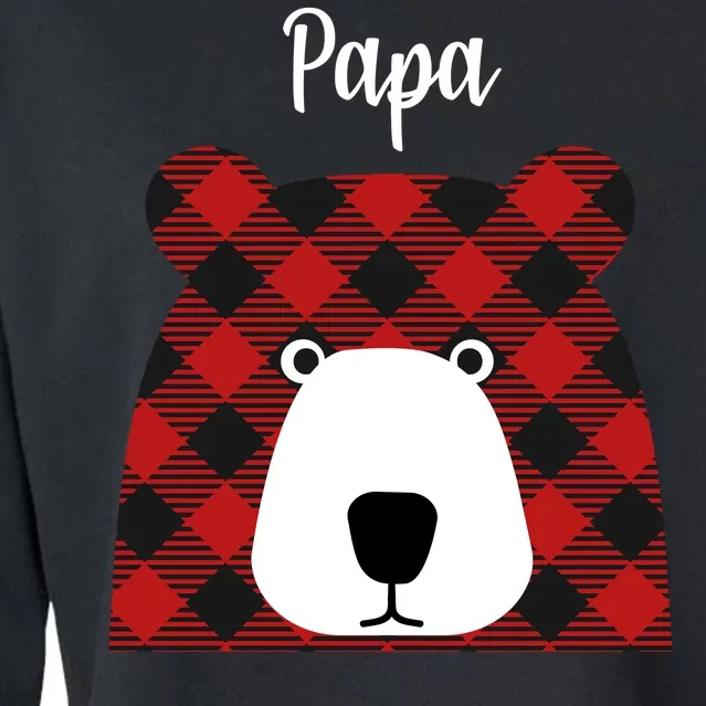 Plaid Pattern Papa Bear Cropped Pullover Crew