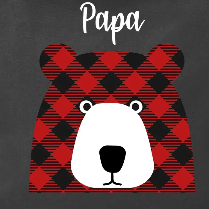 Plaid Pattern Papa Bear Zip Tote Bag