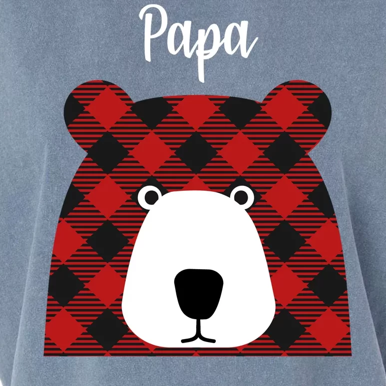 Plaid Pattern Papa Bear Garment-Dyed Women's Muscle Tee