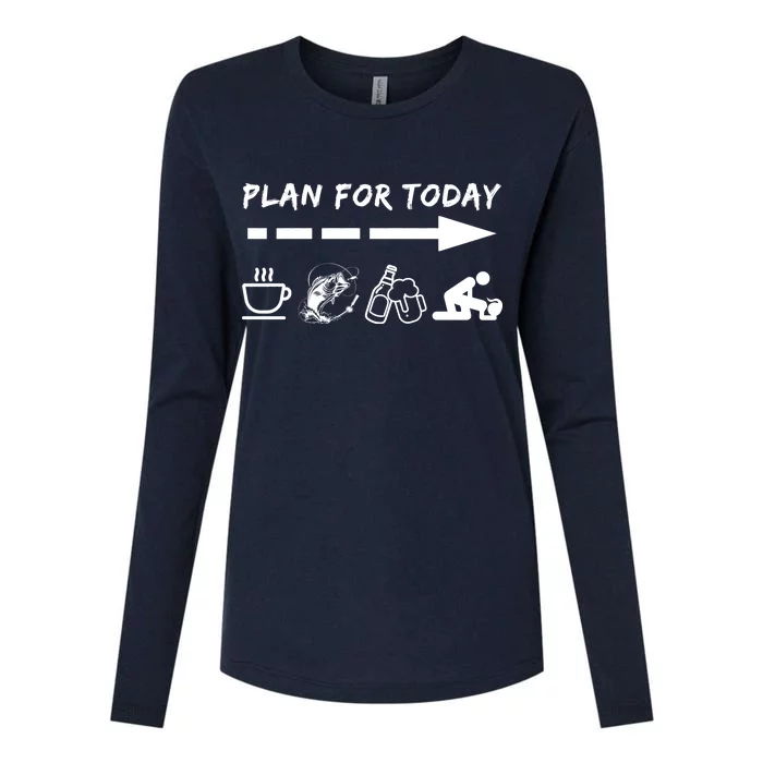 Plan For Today Coffee Fishing Beer Sex Womens Cotton Relaxed Long Sleeve T-Shirt