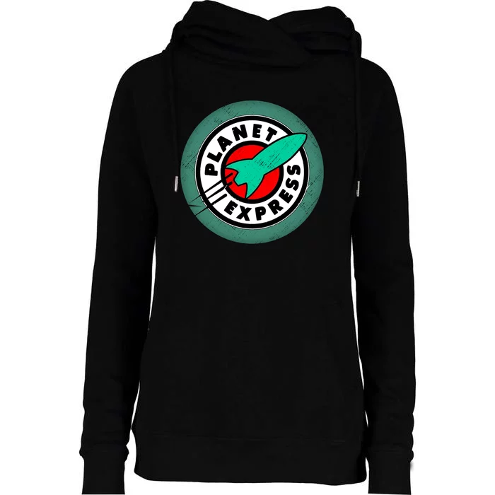 Planet Express Logo Vintage Womens Funnel Neck Pullover Hood