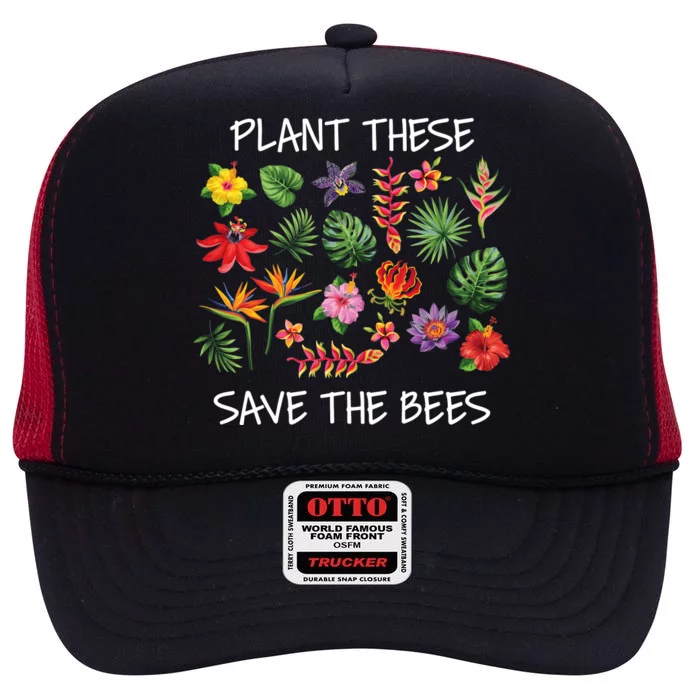 Plant These Save Bees High Crown Mesh Trucker Hat