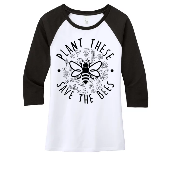 Plant These Save The Bees Women's Tri-Blend 3/4-Sleeve Raglan Shirt