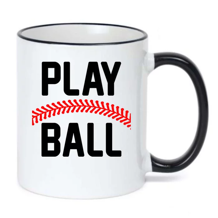 Play Ball Baseball and Softball Players Black Color Changing Mug