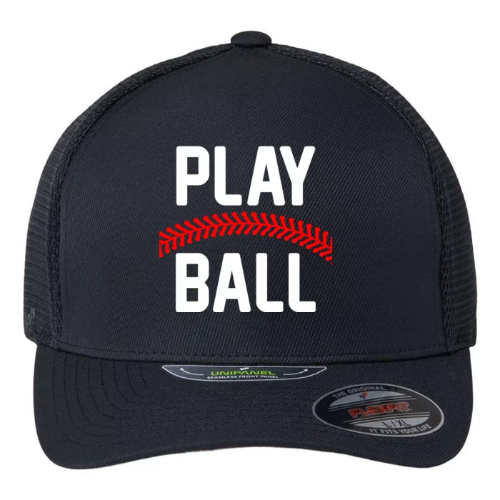 Play Ball Baseball and Softball Players Flexfit Unipanel Trucker Cap