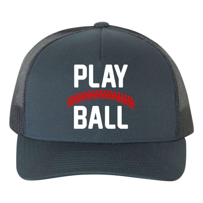 Play Ball Baseball and Softball Players Yupoong Adult 5-Panel Trucker Hat