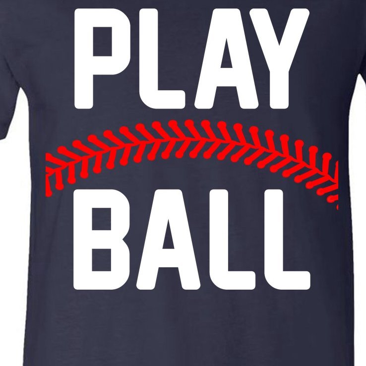 Play Ball Baseball and Softball Players V-Neck T-Shirt