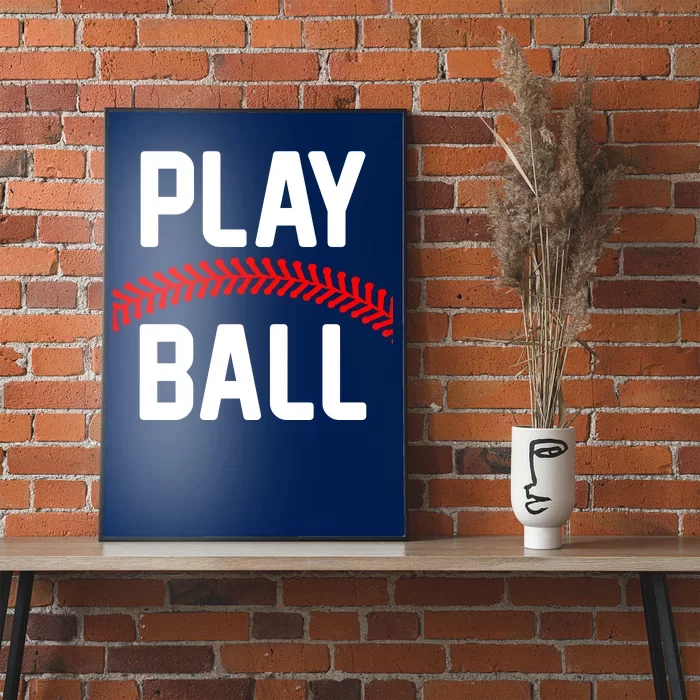 Play Ball Baseball and Softball Players Poster