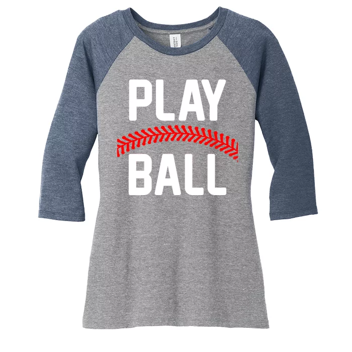 Play Ball Baseball and Softball Players Women's Tri-Blend 3/4-Sleeve Raglan Shirt