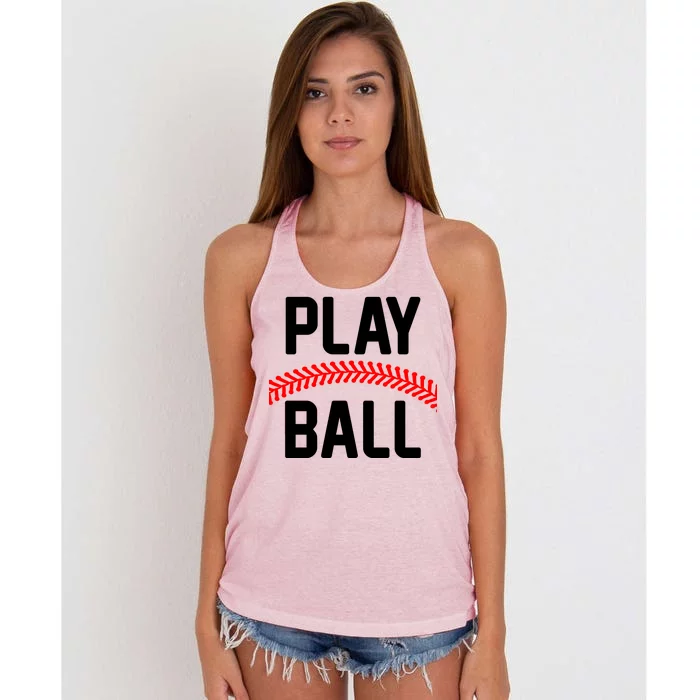 Play Ball Baseball and Softball Players Women's Knotted Racerback Tank