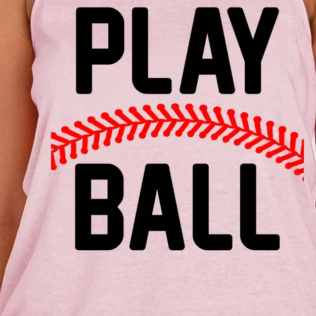 Play Ball Baseball and Softball Players Women's Knotted Racerback Tank