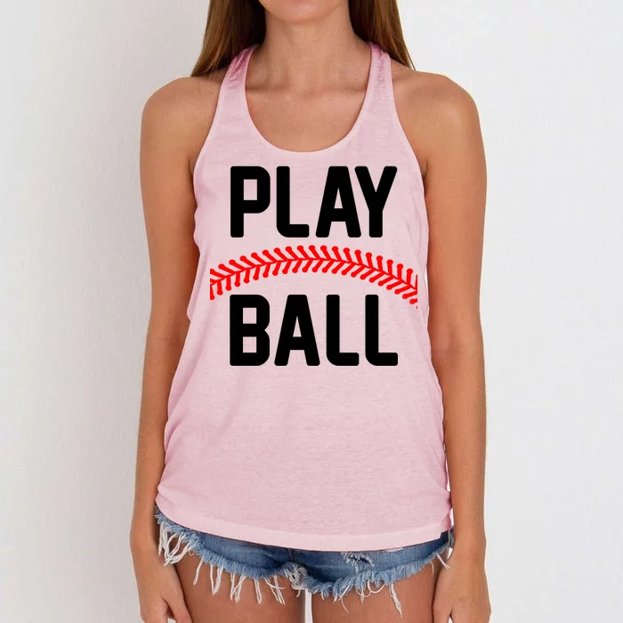 Play Ball Baseball and Softball Players Women's Knotted Racerback Tank