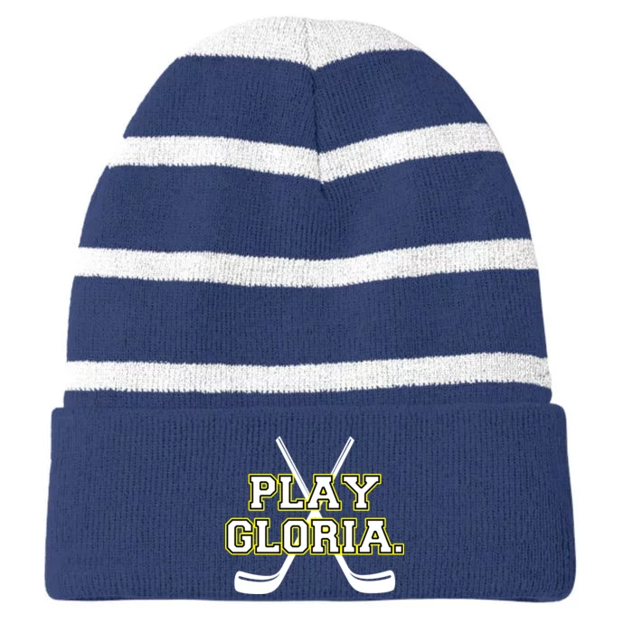 Play Gloria Hockey Striped Beanie with Solid Band