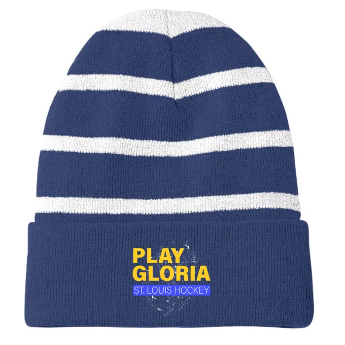 Play Gloria St. Louis Hockey Striped Beanie with Solid Band