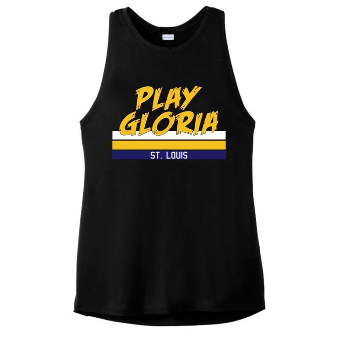 Play Gloria St. Louis Hockey Stripes Ladies Tri-Blend Wicking Tank