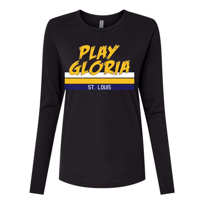 Play Gloria St. Louis Hockey Stripes Womens Cotton Relaxed Long Sleeve T-Shirt